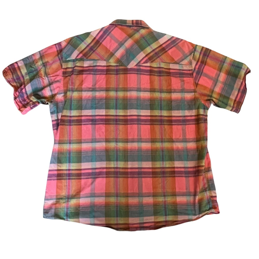 Vintage Pendleton Mens XL Western Pearl Snap Shirt Pink Plaid Short Sleeve - Picture 3 of 4